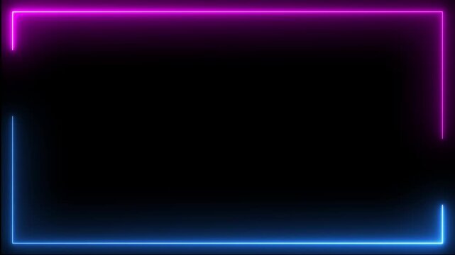 Neon Blue and Purple Glowing Frame Border on Black Background
