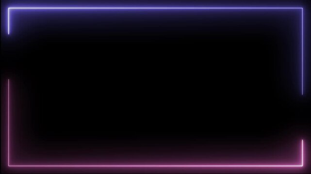 Pink and Blue Neon Double Frame Border Animation on Black Background
