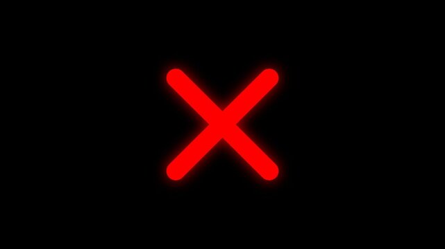 Glowing Red X Mark Symbolizing Incorrect Choice or Error Notification