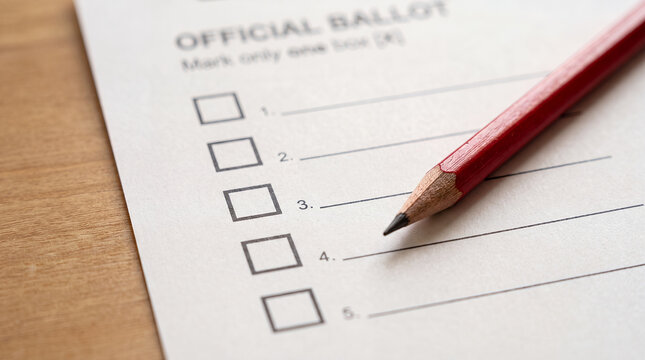 Election Ballot With Checkboxes and Red Pencil for Voting Concept