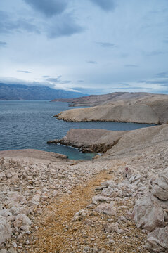 The landscape along the Life on Mars II hiking trail on Pag Island, Croatia
