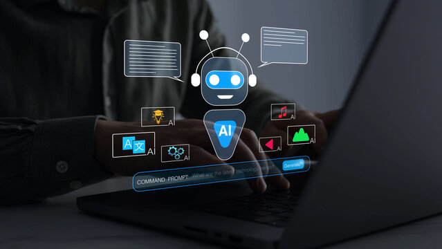 Online support Chatbot conversation. Virtual assistant, artificial intelligence bot software automation technology.Customer person using chat service to get support.Ai assistant support chat.
