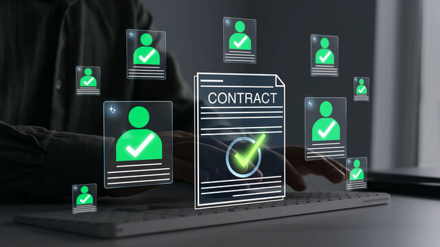 Professional recruitment and employment agreement concept with contract signing, talent acquisition, career opportunities and corporate workforce development.	

