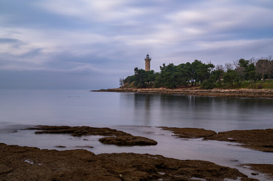 Long exposure capture of the Lighthouse of Salvore, located in Savudrija, Croatia