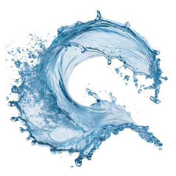 Water swirl splash with bubbles isolated on a white background
