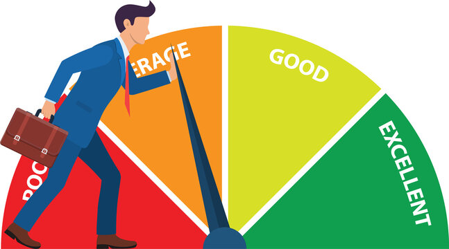 businessman pushing scale changing credit