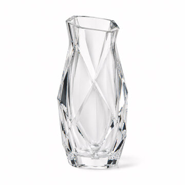 Clear cut crystal vase with geometric facets design
