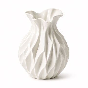 Fluted ceramic vase with textured surface