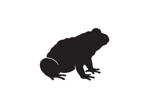 Black silhouette of a toad or frog for Halloween design projects and spooky nature graphics