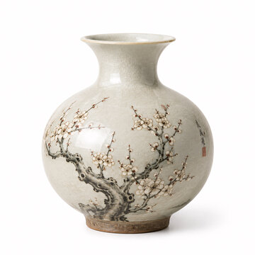 Hand painted ceramic vase with floral design