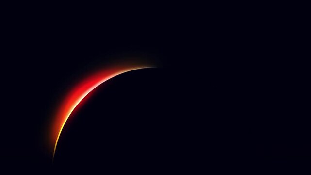 Abstract glowing orange and purple arc light motion on black background solar eclipse corona concept
