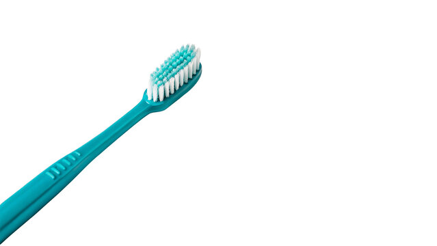 Classic blue plastic manual toothbrush dental hygiene isolated on transparent background