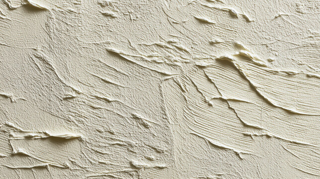 Textured creamy white background with abstract plaster pattern, rough surface, artistic wall texture, modern minimal style, neutral color