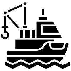 Obraz premium Fisherman In a boat Icon