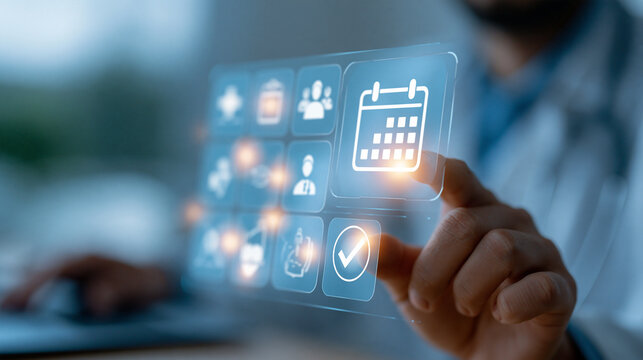 AI healthcare scheduling platform showing automated patient triage and appointment prioritization checklist interface for efficient care coordination strategy, bright clean digital