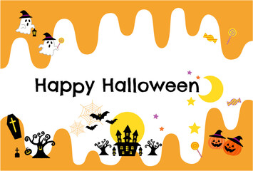 Fototapeta premium ハロウィンのかわいいフレーム ベクターイラスト