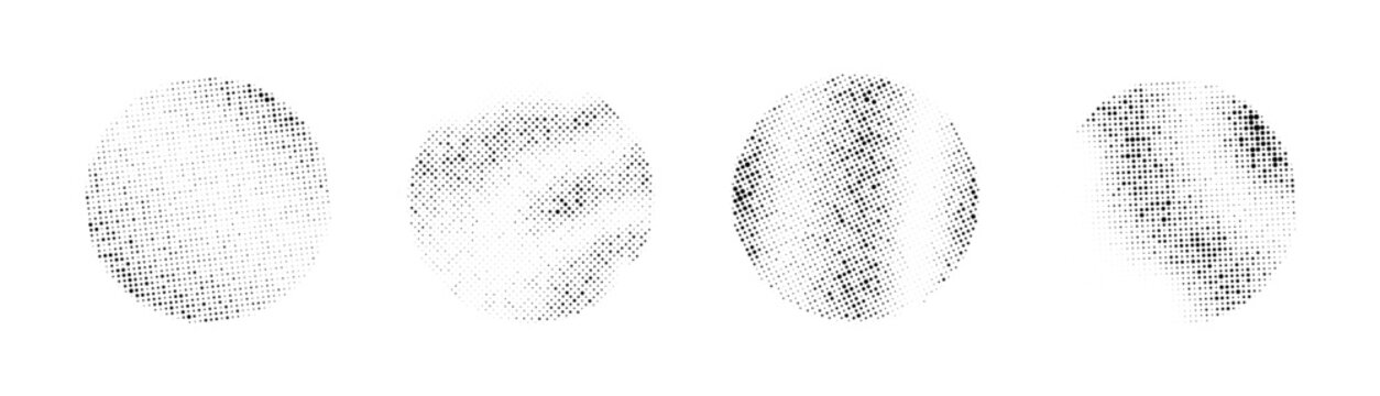Set of abstract halftone dotted circles