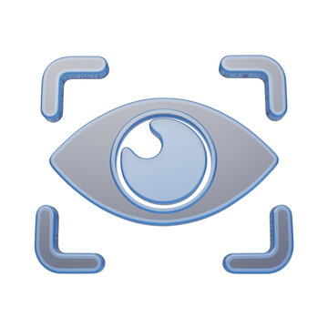 Biometric Eye Scan Icon 3D Render For Secure Interface Recognition System Login Mobile Website App