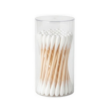 Q-tips cotton swabs in clear tube