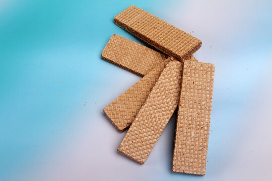 wafers biscuits on color table