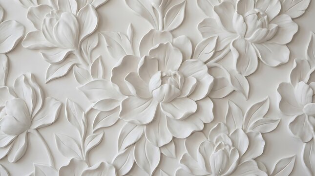 Light gray floral pattern wallpaper with embossed flower and leaf texture for elegant home interior wall decoration