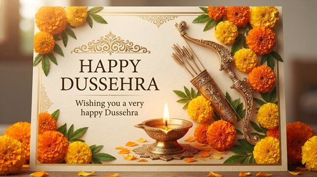 Happy dussehra greeting card banner