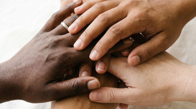 Hands together showing unity and support with diverse skin tones symbolizing teamwork and esg reporting standards in harmony