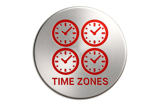 World Time Management Clock Panel With Red Accents Isolated on a Transparent Background