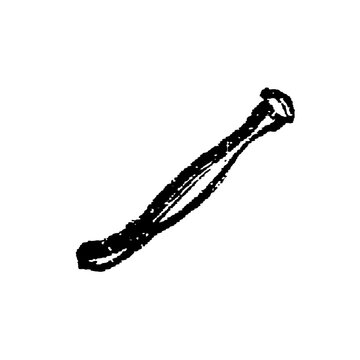 Burnishing tool with textured elongated body, old vintage illustration, 1897.