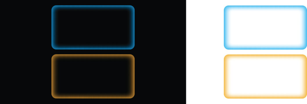 Neon Glowing Rounded Rectangle Frames Set in Blue and Orange Vector