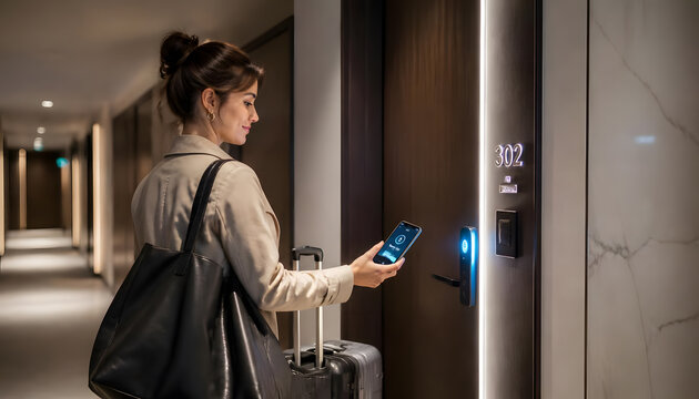 Woman using a mobile phone to scan