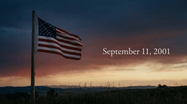 Heartfelt tribute on september 11 2001 featuring an american flag dusk representing remembrance loss hope