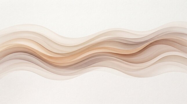 Fundo Abstrato Com Ondas Fluidas e Suaves em Tons de Marrom Pastel e Branco