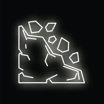 Outline showing rockfall geological disaster on a dark background