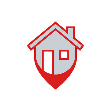 House location pin icon vector symbol for real estate property navigation and address search. EPS Editable