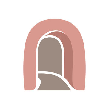 Minimalist abstract arch vector illustration with aesthetic terracotta and neutral boho colors. EPS Editable