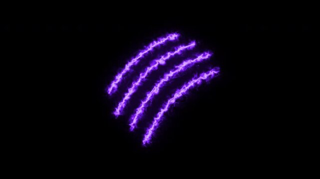 Glowing neon claw marks on dark background suitable for halloween posters, horrorthemed designs, or mysterious concept visuals. Brave the night.