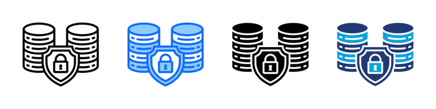 Secure Database Icon Set Multi Style Vector Illustration