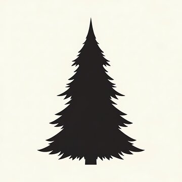 Simple black silhouette christmas tree icon with jagged edges