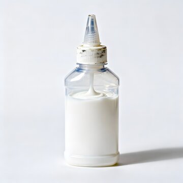 Plastic bottle filled with white glue, adhesive