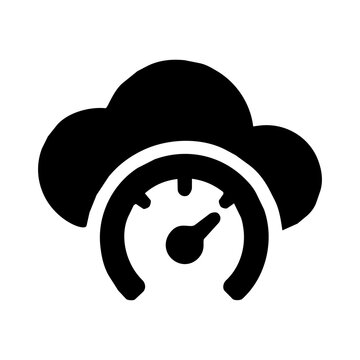 Cloud speed test icon representing fast internet connection and data transfer performance