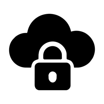 Cloud security icon with padlock symbol for data protection and digital storage safety