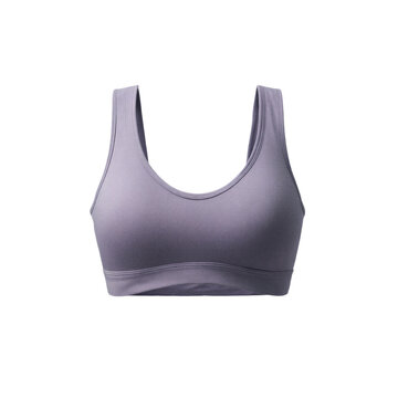 Lavender scoop neck bralette athletic top isolated on a transparent background for fitness fashion retail