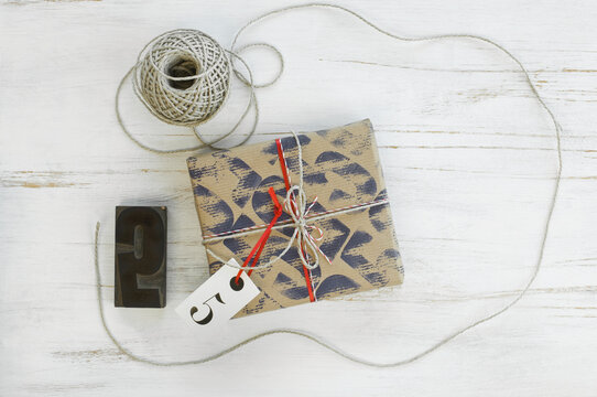 Printed packing paper, stamp, cord, packet