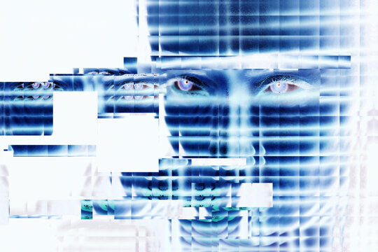 The mature woman represents an artificial intelligence avatar