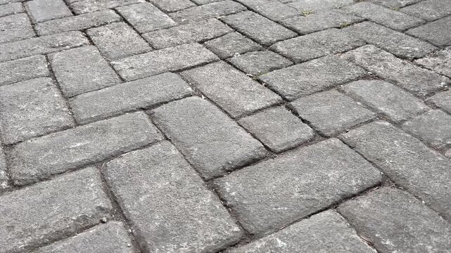 Close up of interlocking concrete pavers floor