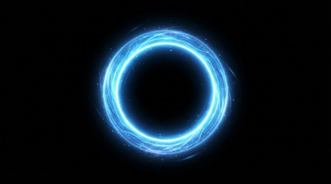 Glowing neon ring portal with vibrant light effect
