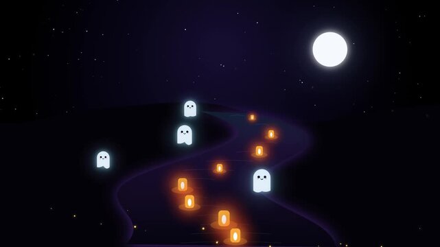 Abstract Premium Halloween Stage Visual with 3D Golden Crowned Sugar Skull, Radiant Rays, and Floating Particles Motion Graphic
