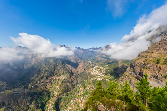 Scenic mountain view of Curral das Freiras from Miradouro Eira do Serrado
