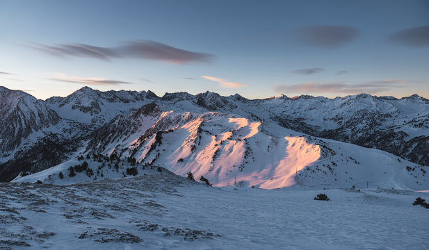 Pyrenees mountain covered in snow against sky